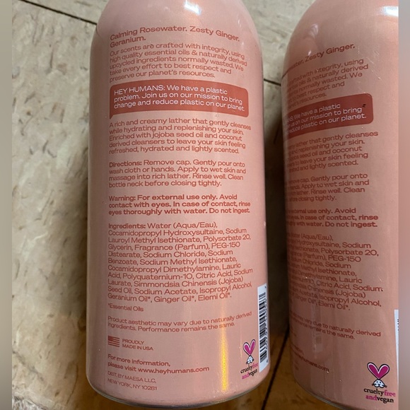 NWT 2 Hey Humans Naturally Derived Body Wash Scent: Rosewater Ginger, 14oz - Picture 3 of 3